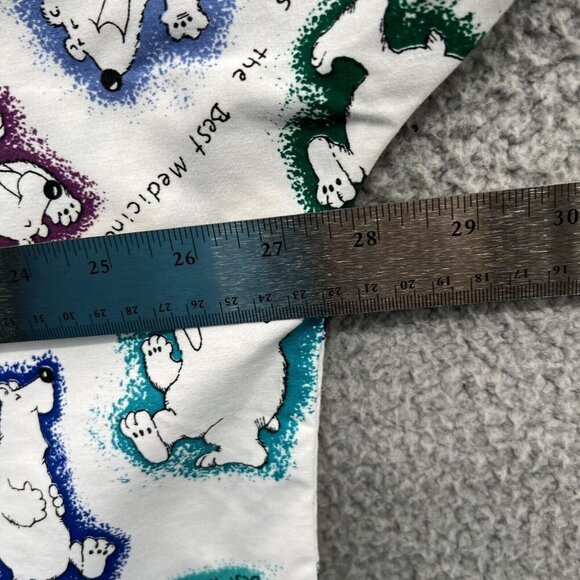 Womens Scrub Top Extra Large White Laughter is the Best Medicine Bear Pullover - Picture 7 of 8